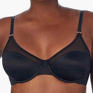Le‎ Mystere Satin & Mesh Unlined Bra 3316 Black 32B